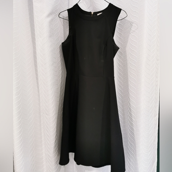 00 / XXS Black Structured Lined Gold Zipper Dress - Picture 7 of 11